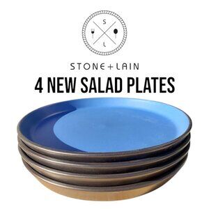 NEW Set of 4 Stone + Lain Stoneware plates 7.5" Blue Black Replacement Plate